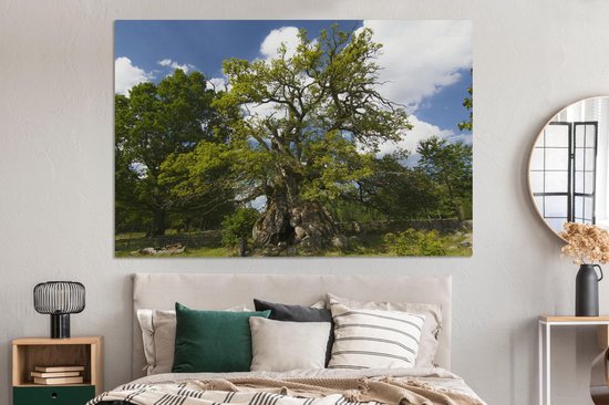 Tableau sur toile 150x100 cm - Décoration murale Le chêne de Rumskulla dans le parc national de Norra Kvill - Décoration murale salon - Décoration chambre - Accessoires chambre - Peintures