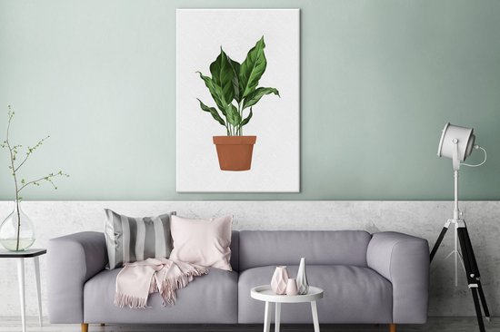 Illustration d'une plant aux feuilles luxuriantes sur fond blanc 90x140 cm - Tirage photo sur toile (Décoration murale salon / chambre)