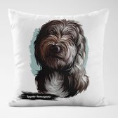 Sierkussen - Lagotto Romagnolo Met Je Eigen Naam - Wit - 45 Cm X 45 Cm