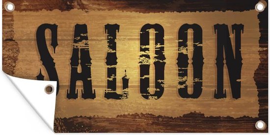 Een houten bar bord 'Saloon' - Tuindoek