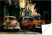 Poster Cuba - Cadillacs - Oldtimers - Klassieke auto's in ochtendlicht - 60x40 cm