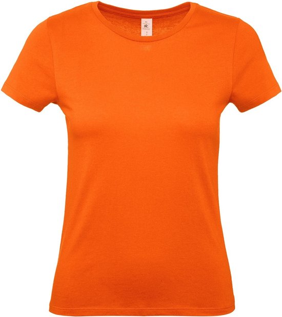 Oranje t-shirts met ronde hals voor dames - 100% katoen - Koningsdag / Nederland supporter XS (34)