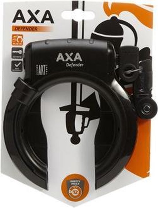 Axa Defender Antivol Cadre Vélo - Noir/Gris - 10x8x4 Cm - Nylon - Avec Connecteur Pour Câble
