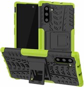 Voor Samsung Galaxy Note10 Tyre Texture Shockproof TPU + PC beschermhoes met houder (groen)