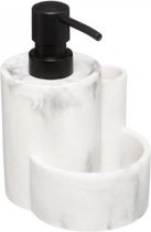 Five® Simply Smart zeepdispenser - zeeppompje - soap dispenser - wit-zwart - marmer - marble - met vakjes - navulbaar