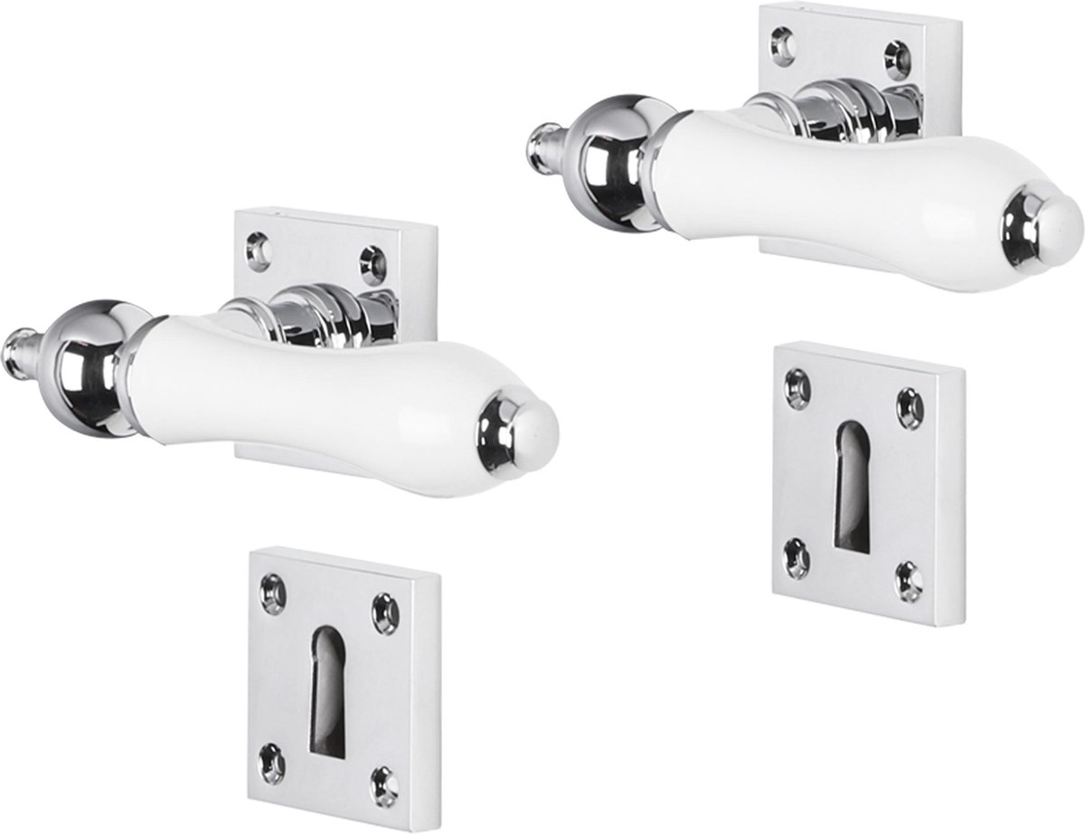 IMPRESSO BRISBANE KRUK 2X ROZET SL VIERKANT SCHROEF CHROOM WIT