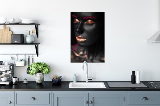 Poster Vrouw - Zwart - Goud - 60x90 cm