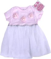 Tutu Romperjurk met Rozen | Roze-Wit | 3-6 mnd