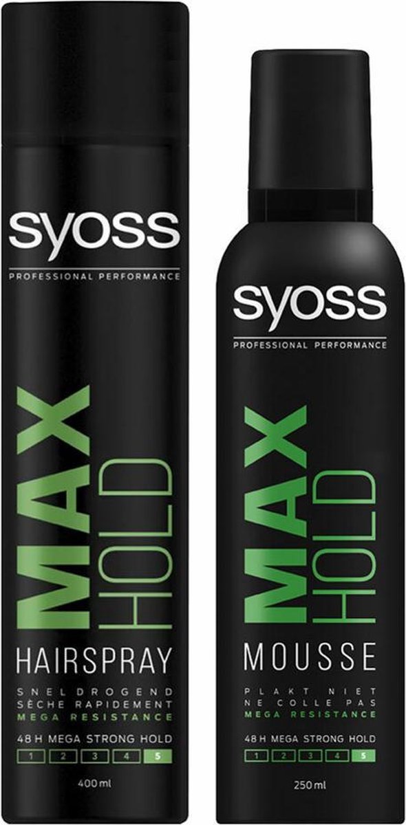 Syoss Max Hold Hairspray - 400ml en Syoss Max Hold Mousse - 250ml | bol.com