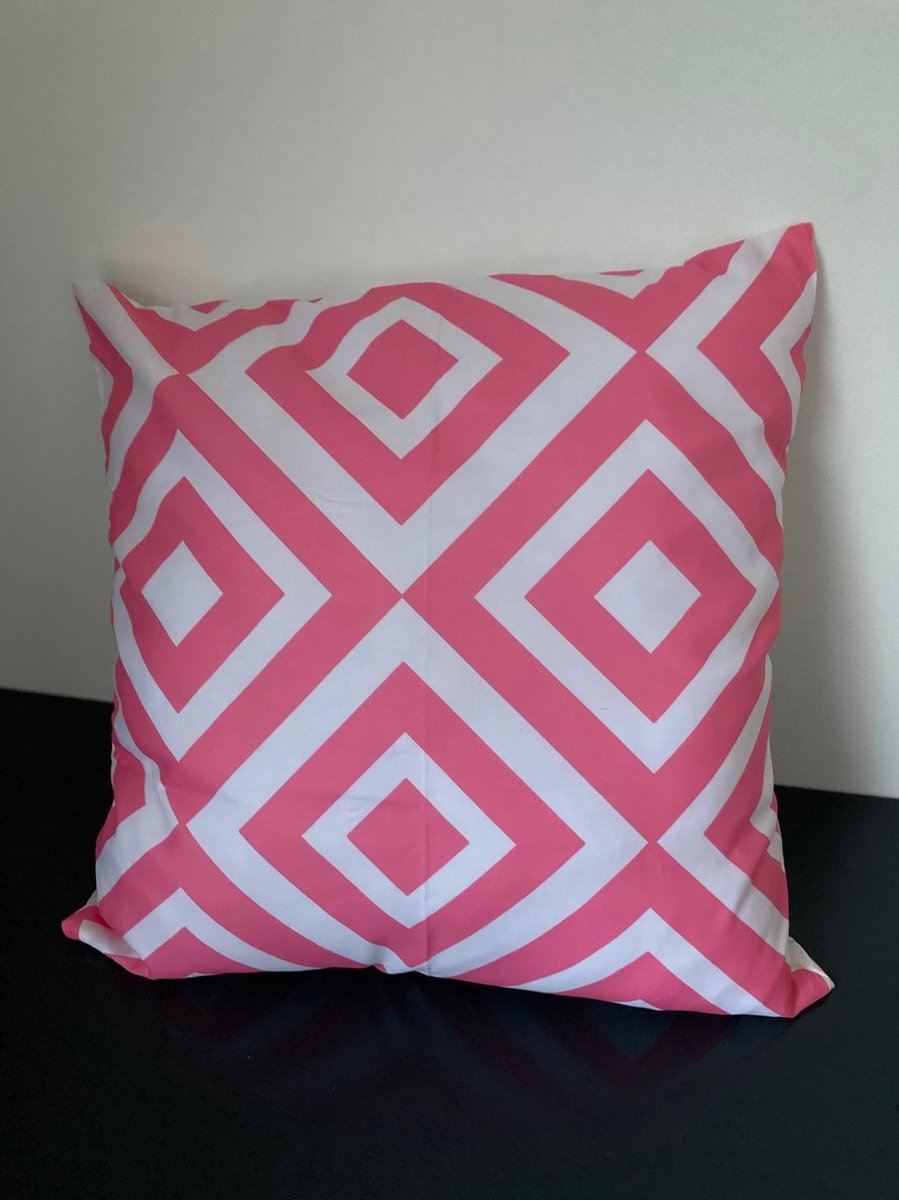 Kussenhoes Pink-White - Roze-Wit - Sierkussen - 45x45 cm