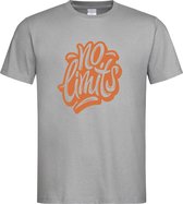 Grijs T-shirt met  " No Limits " print Oranje size S