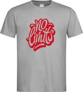 Grijs T-shirt met  " No Limits " print Rood size L