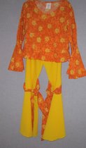 verkleedkleding 1104, flower power set voor moeder en kind, meisjes, geel/oranje, maat 140