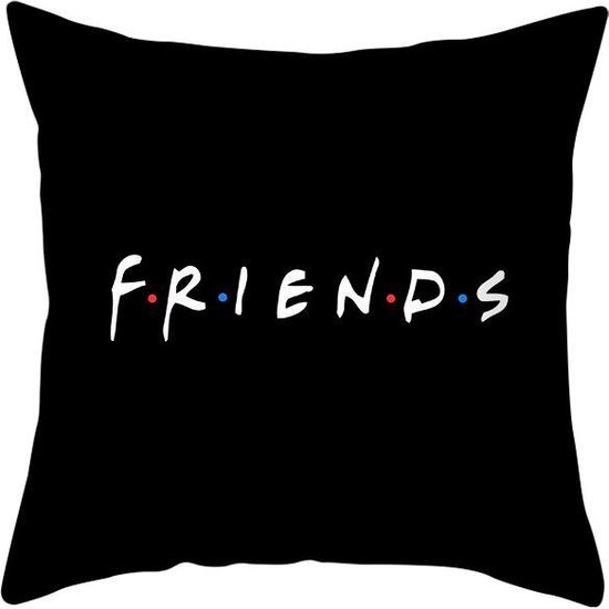 Sierkussensloop - Thema: Friends - Tekst: "Friends" - 45 x 45 cm - Zwart
