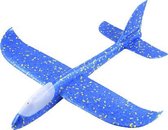 Zweefvliegtuig met verlichting blauw XL - EXTRA GROOT wegwerp vliegtuig foam - Speelgoed vliegtuig - vliegtuig kindweren - buitenspeelgoed - Vliegtuig van verhard foam