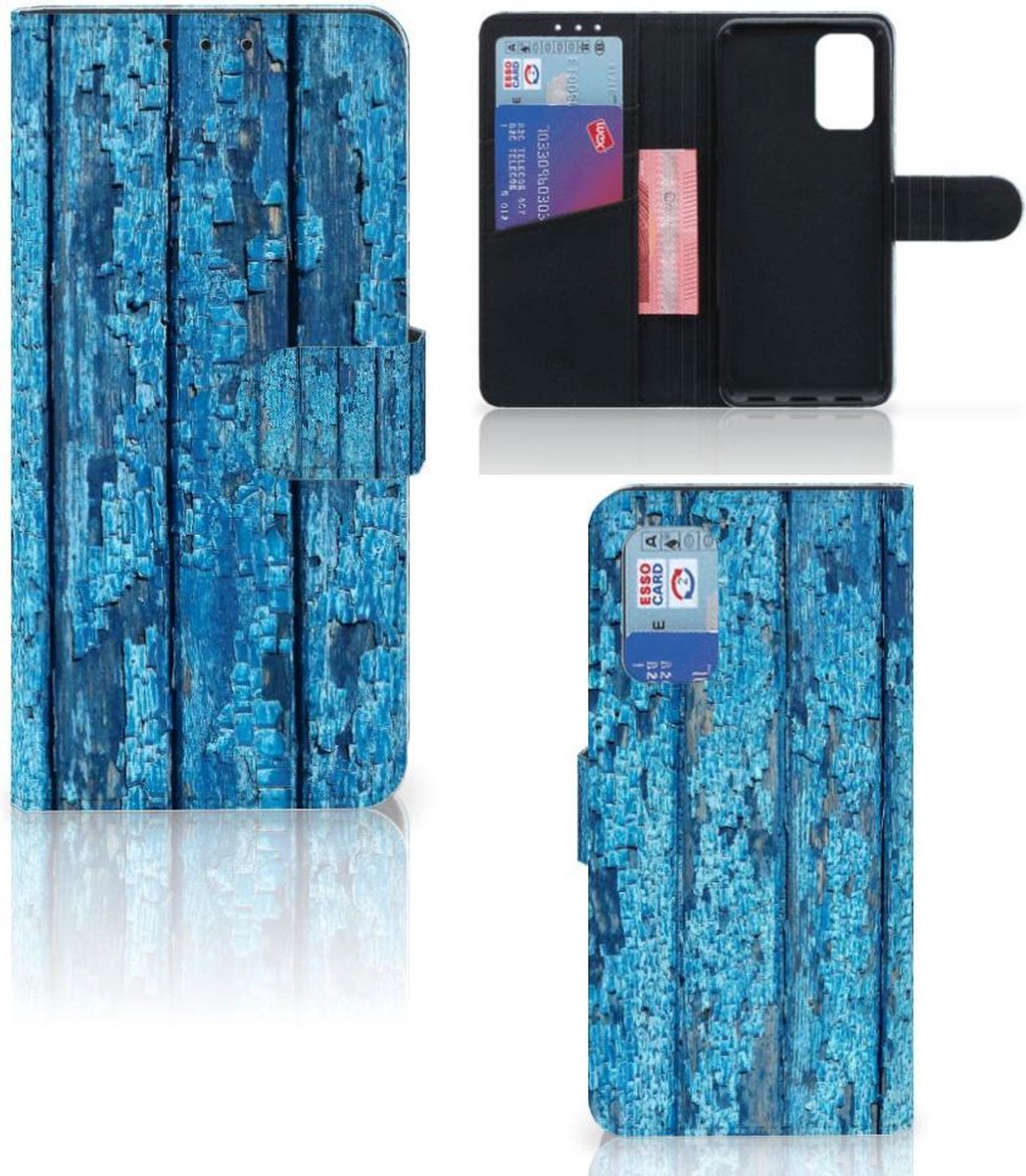 Book Case voor Samsung Galaxy A32 4G Book Style Case Wood Blue