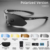 Rockbros - Gepolariseerde Fietsbril - Sportbril - Inclusief 5 verwisselbare lenzen + draagtas met accesoiressen -  ZWART