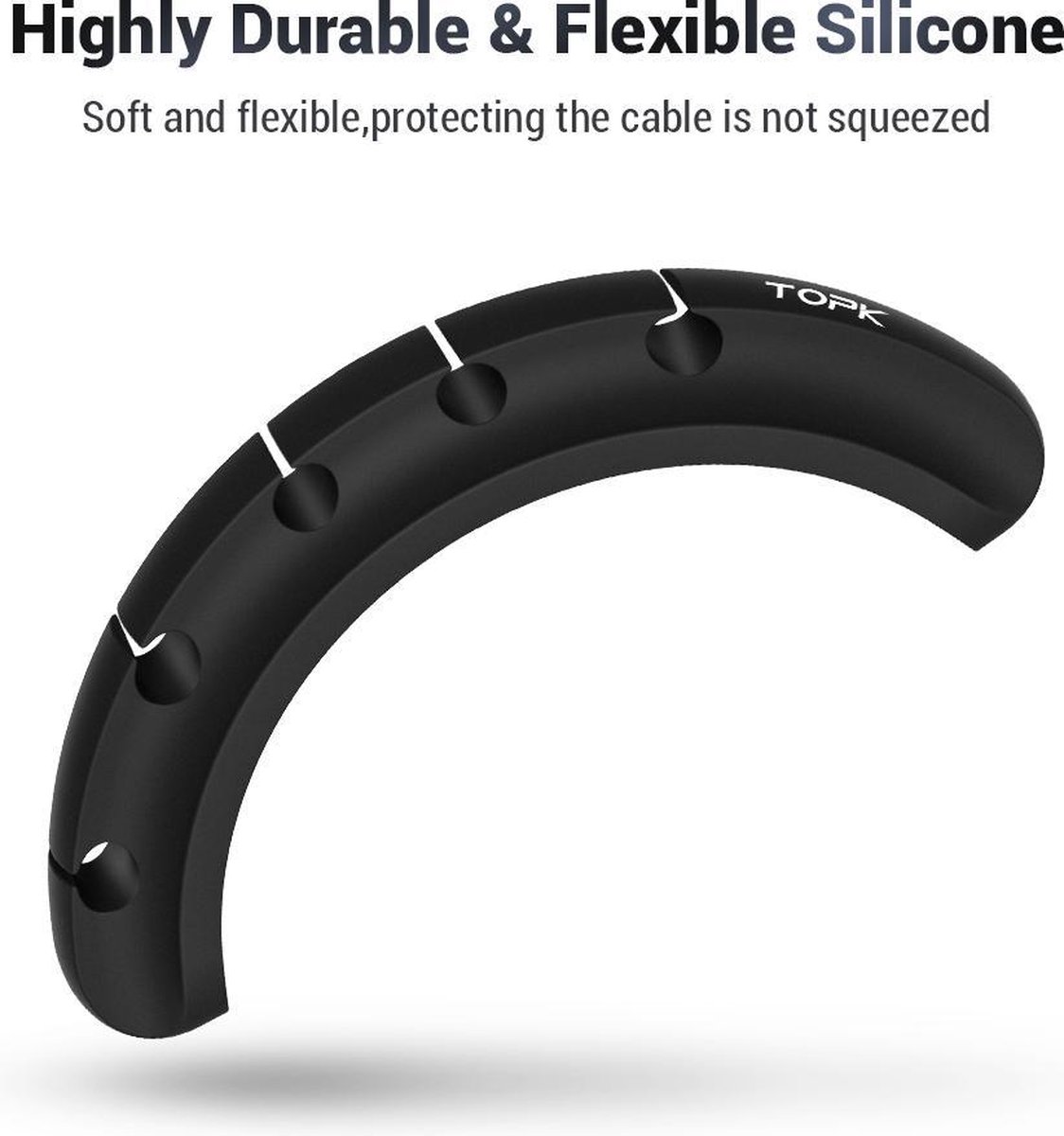 Topk - Kabel Organiser - Kabel Management - Kabel Organizer - 3M Zelfklevend - 5 Kabels - Zwart