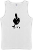 Witte Tanktop met  " Have a Nice Day " print Zwart size XL