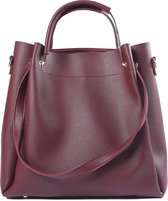 Luxe Handtas/Schoudertas/Shopper Dames - met Stevige Band en Rits - Tassen - Schoudertassen/Handtassen Vrouw - van Hoogwaardig PU Leer - Werktas Luxe Handtas Bordeaux 32x31x11cm - Voor uzelf 