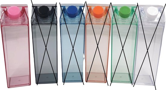 Roze Transparante Melkpak Bidon 500ml/ 0,5 Liter - Hervulbaar - Melkfles - Waterfles - Drinkfles - Duurzaam - DopDop - BPA Vrij/ Free - Gekleurd