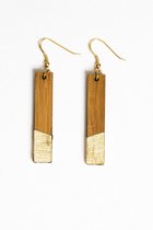 Handgemaakte oorbellen van luxe hout en bladgoud - Lenadore  Aventuras Bamboo