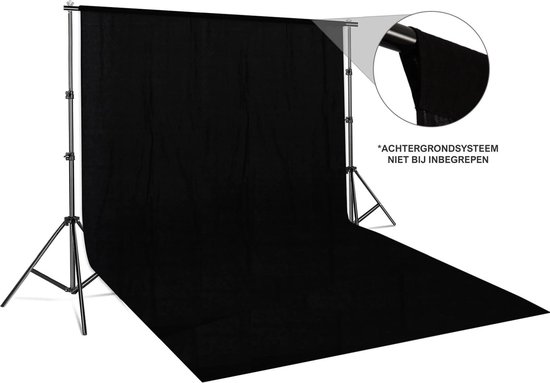 Zwart achtergronddoek - 3x4m - 300x400cm - Katoen - voor fotografie en  videografie /... | bol.com