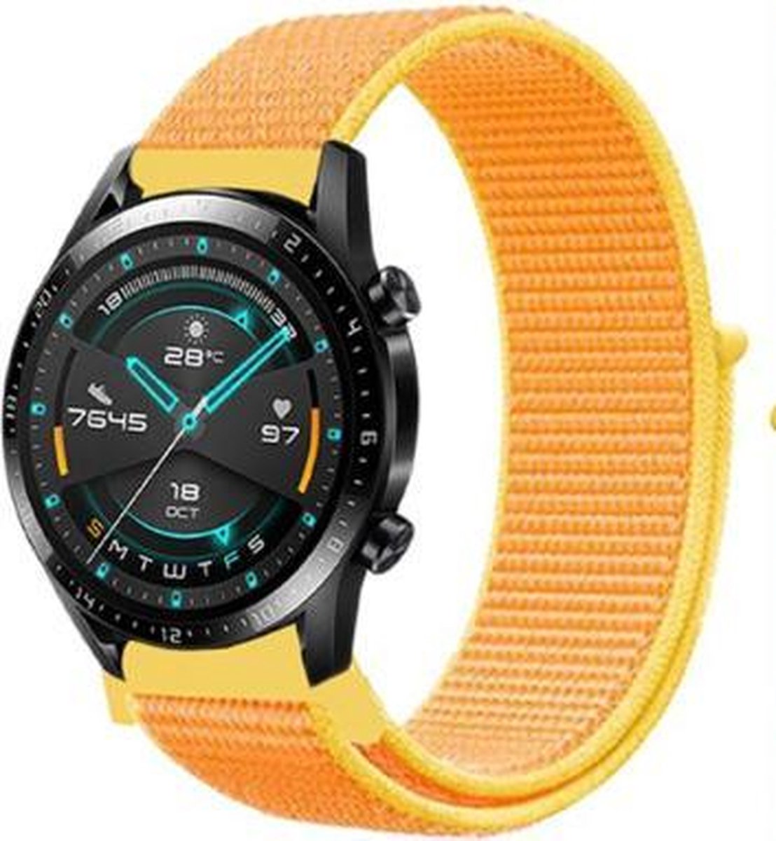 geschikt voor Huawei Watch GT nylon band - lichtgeel - 46mm