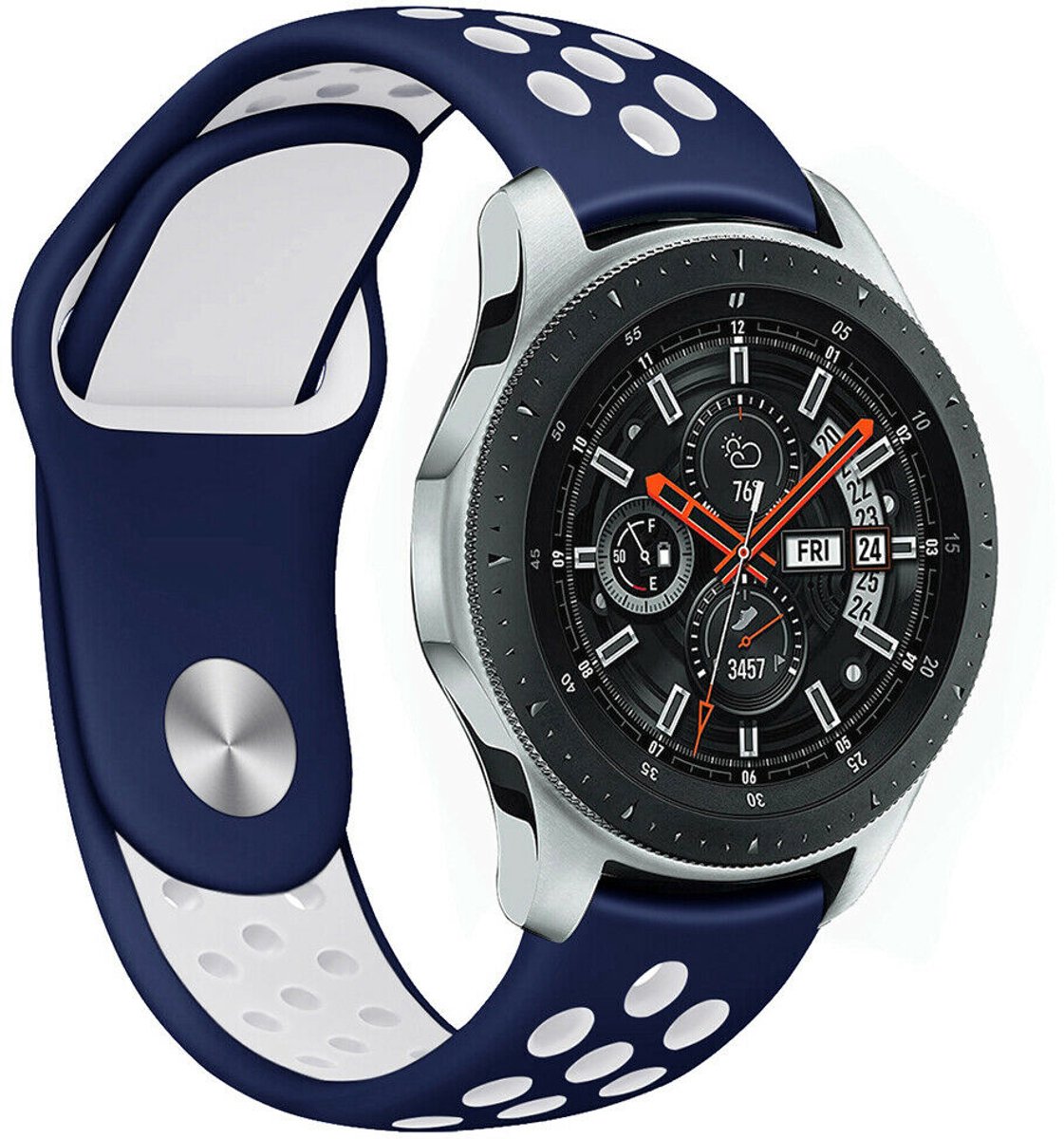 Sportband – geschikt voor Samsung Galaxy Watch (45mm / 46mm) – blauw/wit