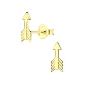 Joy|S - Zilveren pijl oorbellen - 4 x 10 mm - 14k goudplating