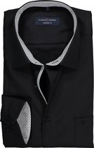 CASA MODA comfort fit overhemd - zwart (contrast) - Strijkvrij - Boordmaat: 40