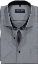 CASA MODA comfort fit overhemd - korte mouw - grijs structuur (contrast) - Strijkvrij - Boordmaat: 42