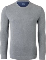 OLYMP modern fit trui katoen - O-hals - grijs structuur -  Maat: 3XL