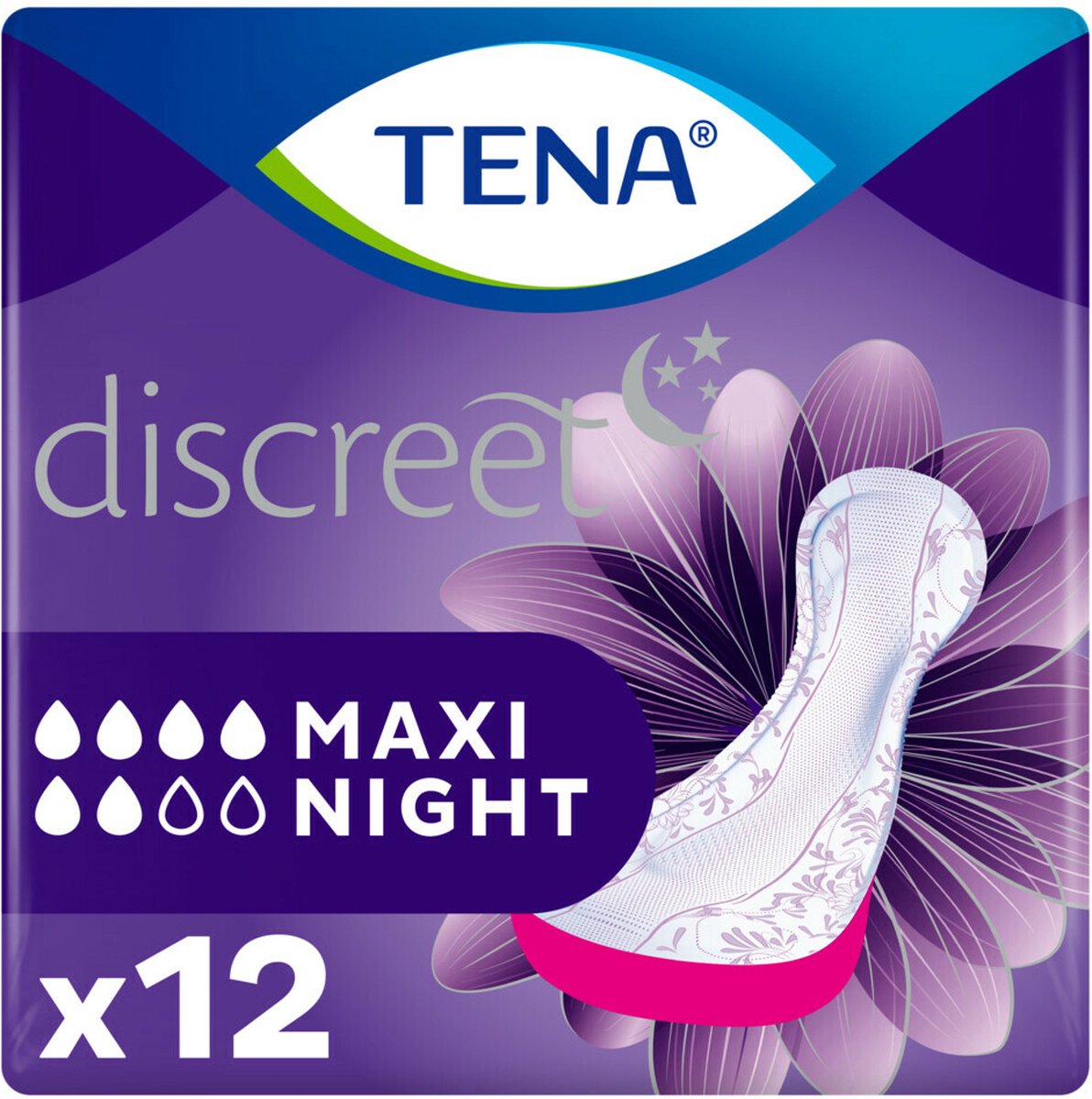 Goedkoopste Tena Discreet Maxi Night - Karton van 72 incontinentie inlegkruisjes