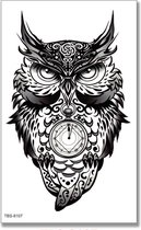 Tattoo angry owl - plaktattoo - tijdelijke tattoo - 12 cm x 9 cm (L x B)