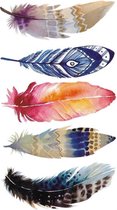 Tattoo colored feathers - plaktattoo - tijdelijke tattoo - 10.5 cm x 6 cm (L x B)