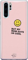 Huawei P30 Pro hoesje - I'm cool quote - Siliconen - Soft Case Telefoonhoesje - Tekst - Roze