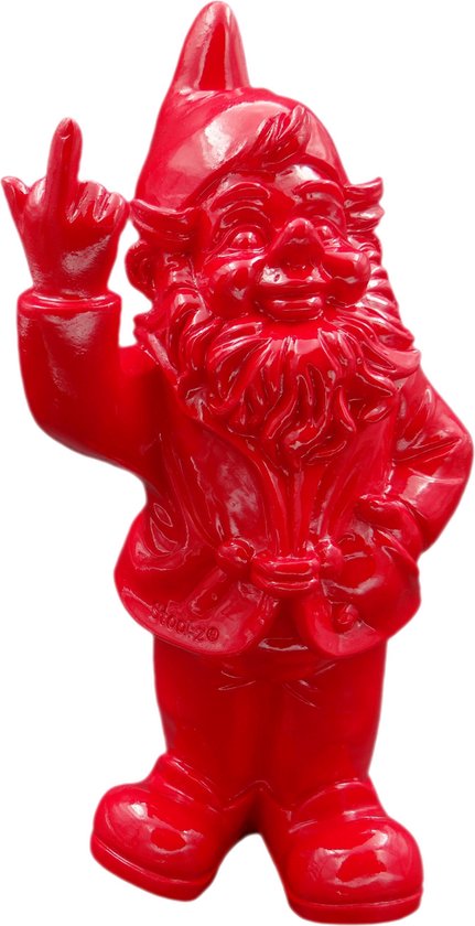 Stoobz gnome fuck you red - gnome avec majeur - 20 cm de haut - gnome FY - nain de jardin - naughty gnome