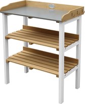 AXI Table de rempotage avec étagère de rangement en Marron & Blanc - Table de Plantation en bois pour l'exterieur