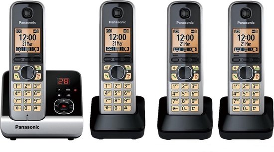 PANASONIC KX-TG6724GB - DECT draadloze telefoon - 4 handsets -  antwoordapparaat - zwart | bol.com