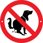 BWK - Verbodsbord Verboden te Poepen voor Honden - 25cmØ met 2 Boorgaten - op 3mm dik Aluminium