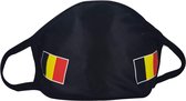 "Belgische Vlag" Voetbalmondkapje - Maat XL (volwassenen+) - Niet-Medisch - Herbruikbaar - Zwart