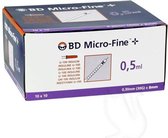 Microfine Insulinespuit 0,5ml U100 + naald 0,30mm (30G) x 8mm