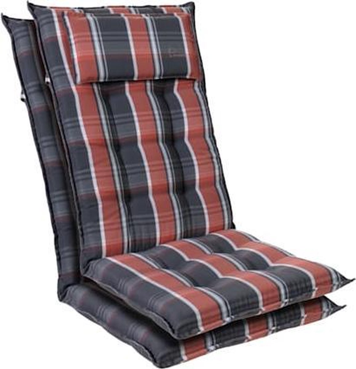 Blumfeldt Sylt Set van 2 tuinkussen - stoelkussen - zitkussen - hoge rugleuning - hoofdkussen - 50 x 120 x 9cm - UV-bestendig polyester