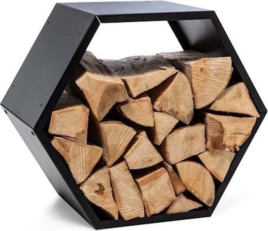 Blumfeldt Firebowl Hexawood Black houtopslag 50,2 x 58 x 32 cm - zeshoekig  - geschikt... | bol.com
