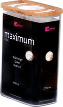 Maximum - Vershoudbakje Bamboo 2250ml met open deksel - Organizer in verschillende maten - Opbergdozen kunststof stapelbaar - Vershoudbakjes luchtdicht