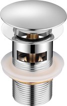 Huckle Afvoerplug Wastafel -  Afvoerpluggen met overloop - pop-up - Chroom - voor badkamer toilet WC