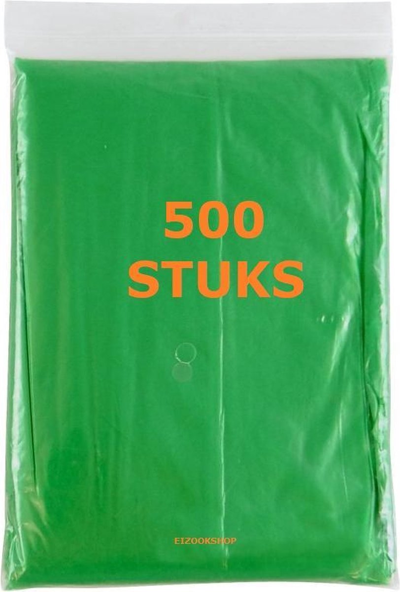 500 stuks wegwerp poncho transparant Groen | Regen | Festival | wandelen | evenement