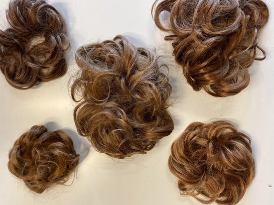 etiquette Hesje pk Actie!5x Hairbun Crunchy Haarstuk hairpiece verschillende koper tinten/maten  | bol.com