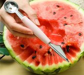 Watermeloen Snijder - Watermeloen Mes - Fruitsnijmes - Fruitlepel - 2 in 1 Mes en Lepel - Decoratie Watermeloen - Roze